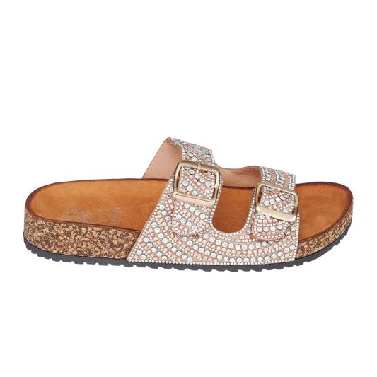 Rose Gold Diamond Bling Comfy Cork Slide Sandal