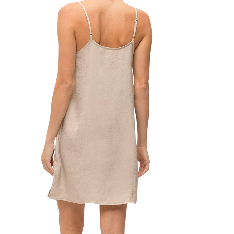 Taupe Satin Slip Dress