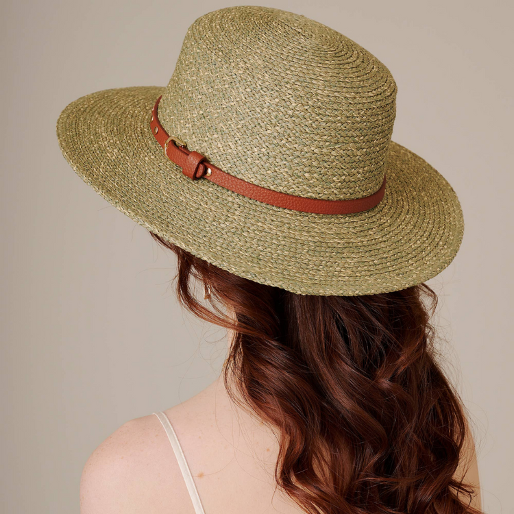 Leather Belt Strap Fedora (Olive)