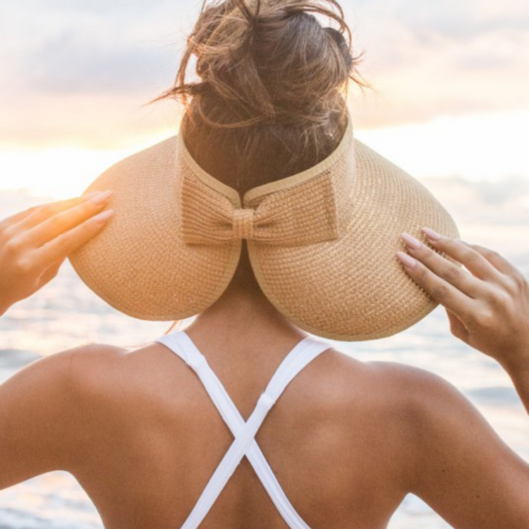 Khaki Straw Foldable Wide Brim Visor Hat