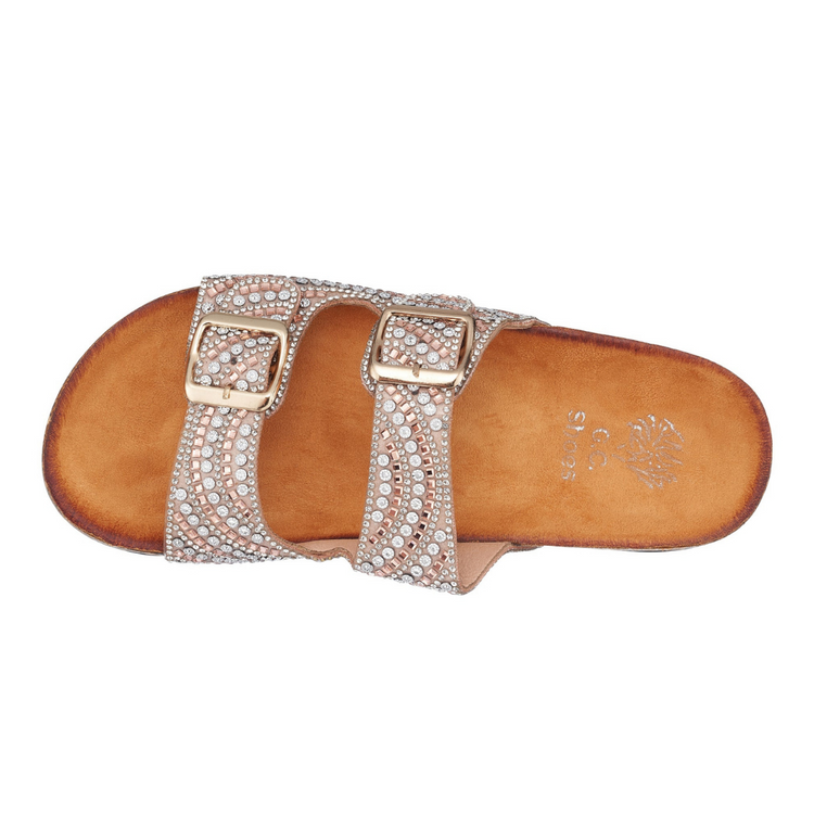 Rose Gold Diamond Bling Comfy Cork Slide Sandal