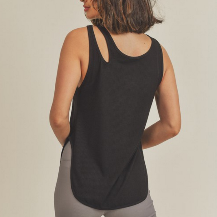 Black Cutout Asymemetrical Tank