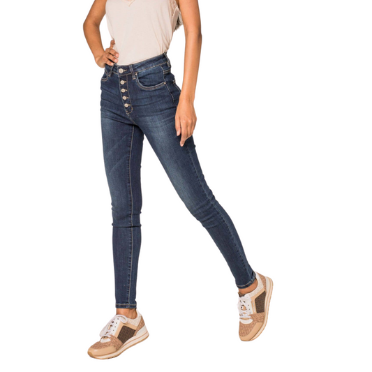 High-waisted 5 Button Fly Skinny Stretch Jeans