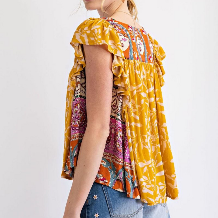 Yellow Multi Print Swing Top