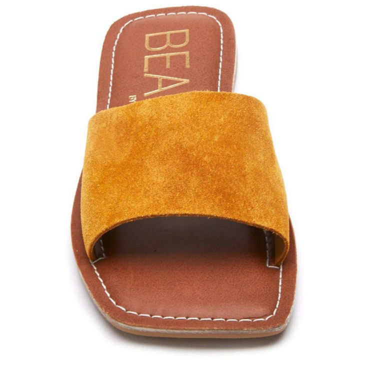 Classic One-Band Squared Toe Saffron Yellow Slide Sandal