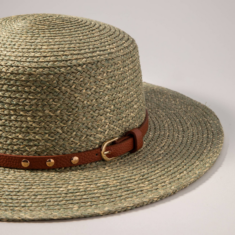 Leather Belt Strap Fedora (Olive)