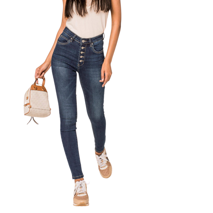 High-waisted 5 Button Fly Skinny Stretch Jeans