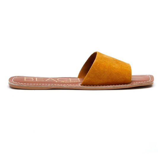 Classic One-Band Squared Toe Saffron Yellow Slide Sandal