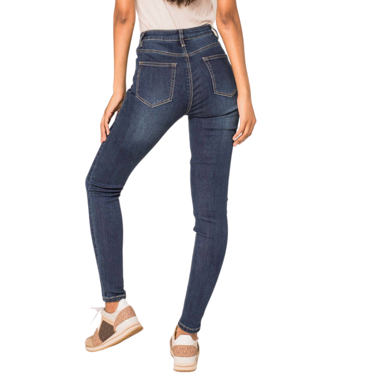 High-waisted 5 Button Fly Skinny Stretch Jeans