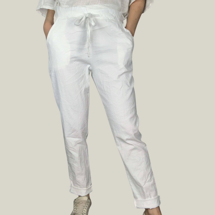 White Miracle Italian One Size Stretch Drawstring Pants