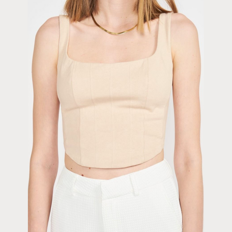 Beige Sleeveless Corset Top