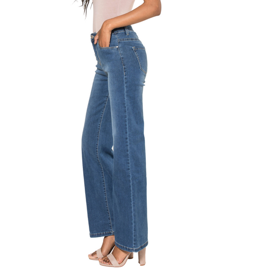 High-Waisted Wide Leg Flare Stretch Jeans