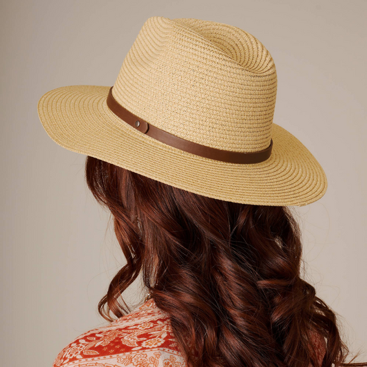 Straw Fedora Hat (Beige)