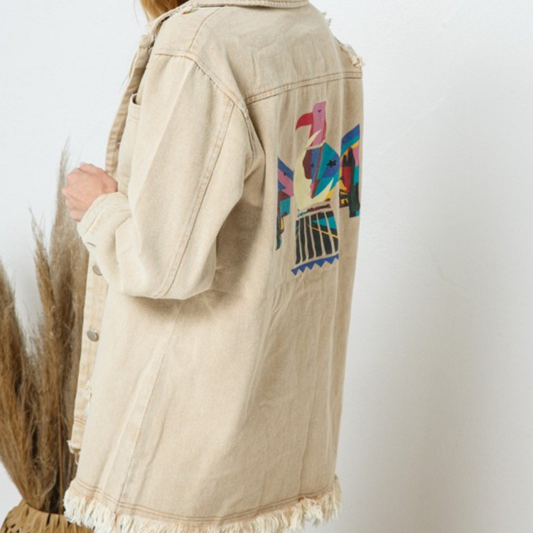 Distressed Vintage Thunderbird Moon Shirt Jacket