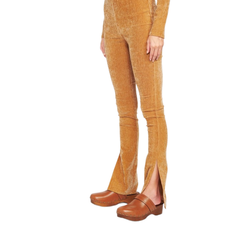 Stretch Corduroy Flared Legging with Side Ankle Slit