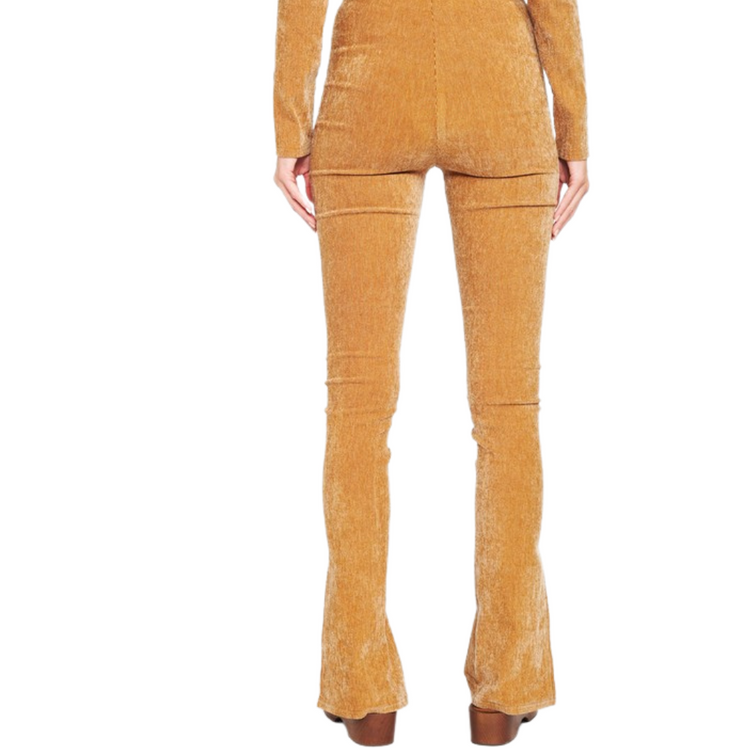 Stretch Corduroy Flared Legging with Side Ankle Slit