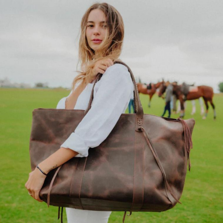 Pata High Quality Argentine Leather Weekender Bag Brown