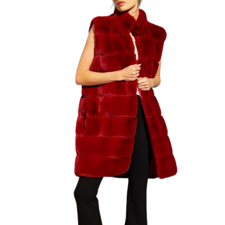 Long Puffer Faux Fur Cardigan Jacket