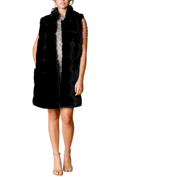 Long Puffer Faux Fur Cardigan Jacket