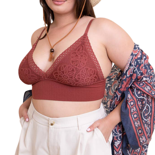 Rust XL Loop Lace Seamless Bralette