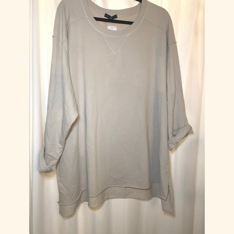 Italian Ivory Oversized Terry Long Sleeve Top