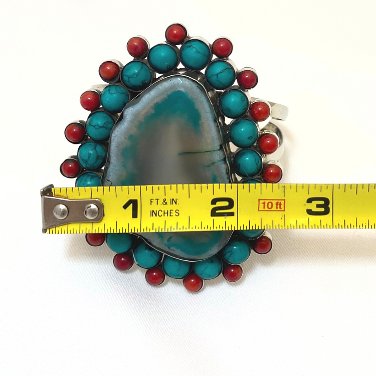 Chunky Stone, Agate, Gem Stone Silver Cuffs from India