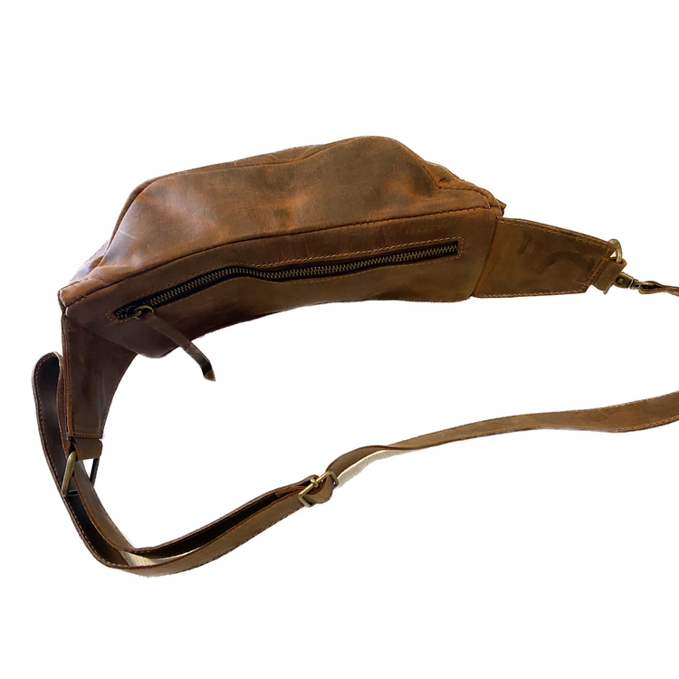 Pata Crossbody Fanny Pack in Brown High Quality Leather