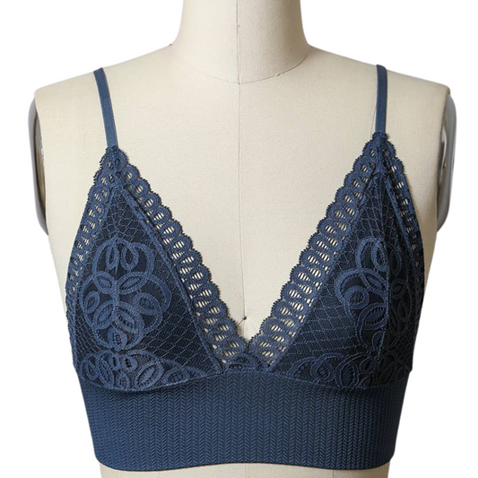 Midnight Blue Lace Seamless Bralette