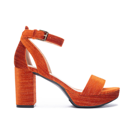 Chinese Laundry Gaily Orange Velvet Platform Dress Sandal