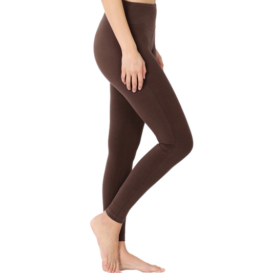 Brown Quality Leggings with Wide Waistband