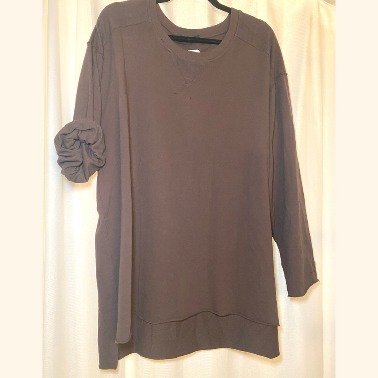 Italian Brown Oversized Terry Long Sleeve Top