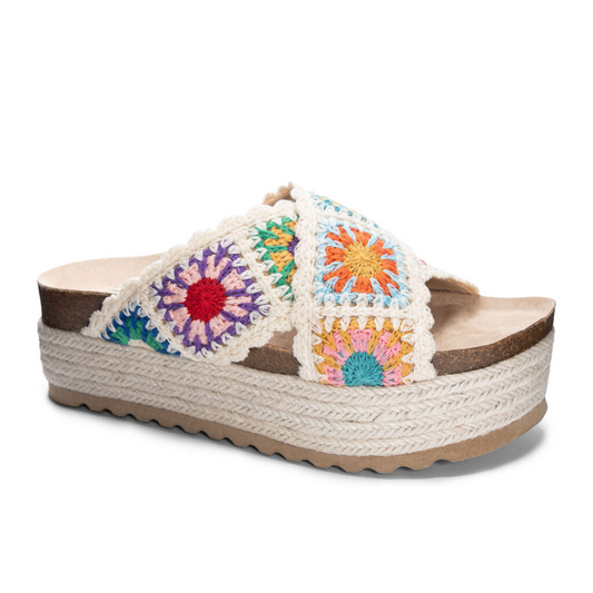 Chinese Laundry Plays Natural Crochet Knit Espadrille Platform Sandal