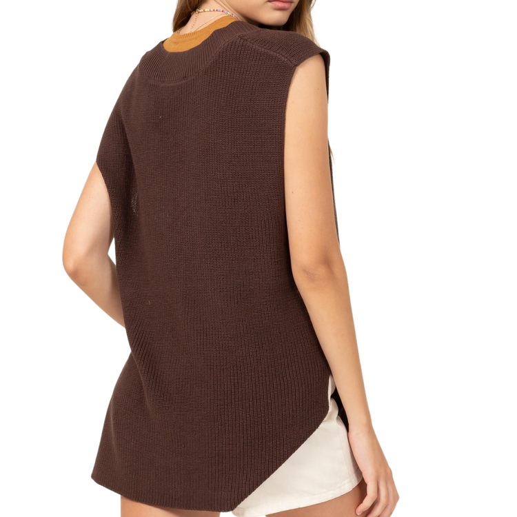 Dark Brown Sleeveless Sweater Vest