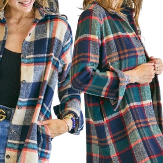 Plaid Check Flannel Shirt Dress