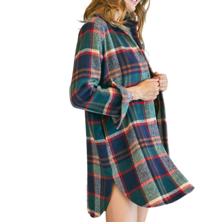 Plaid Check Flannel Shirt Dress