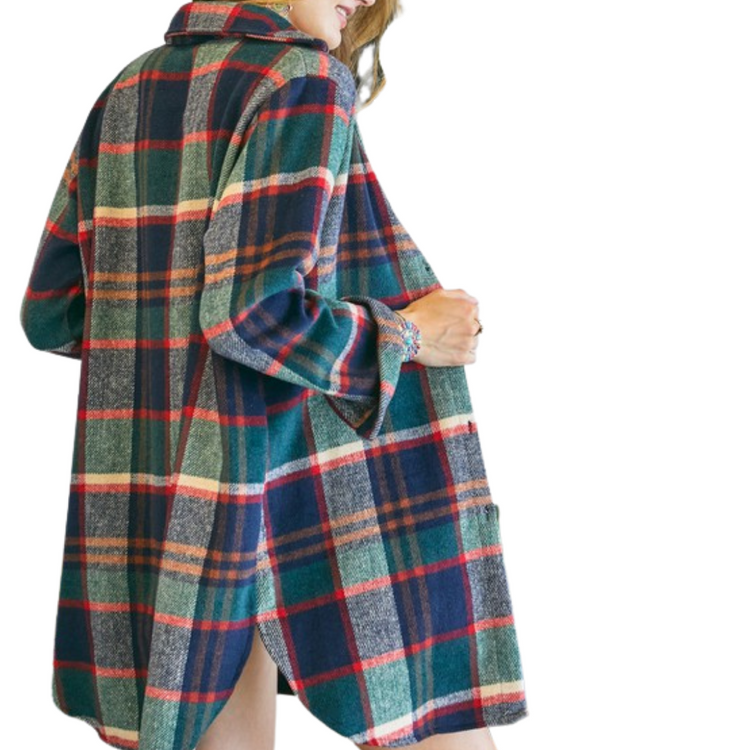 Plaid Check Flannel Shirt Dress