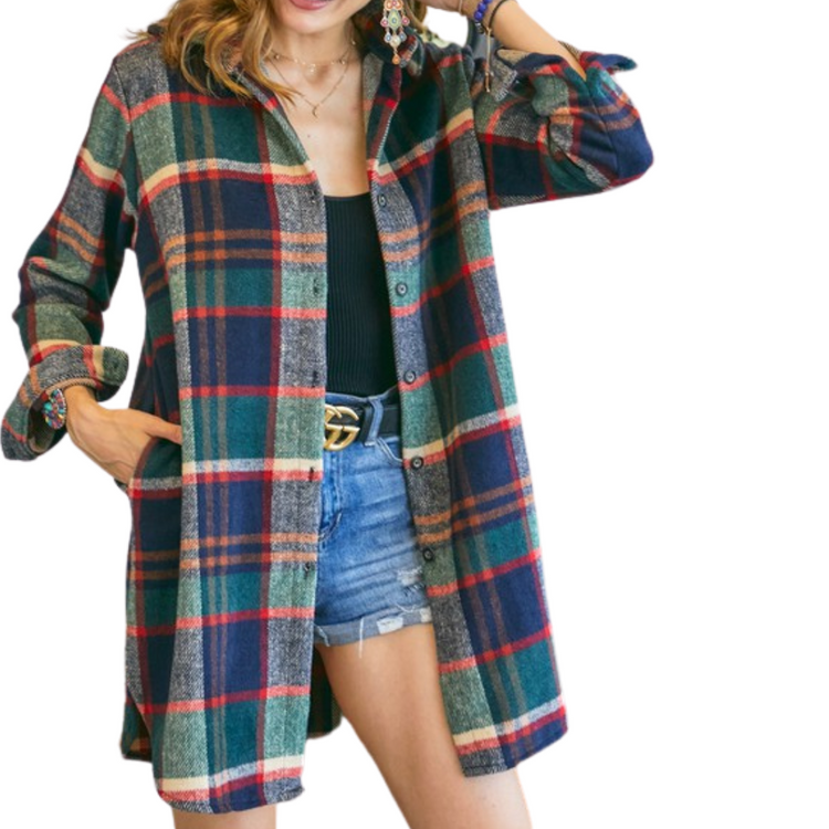 Plaid Check Flannel Shirt Dress