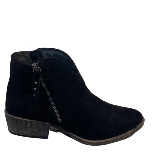 Black Low Heel Ankle Bootie Boot