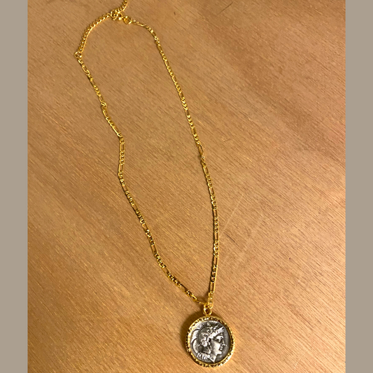 Gold Plated with Silver Coin Necklace