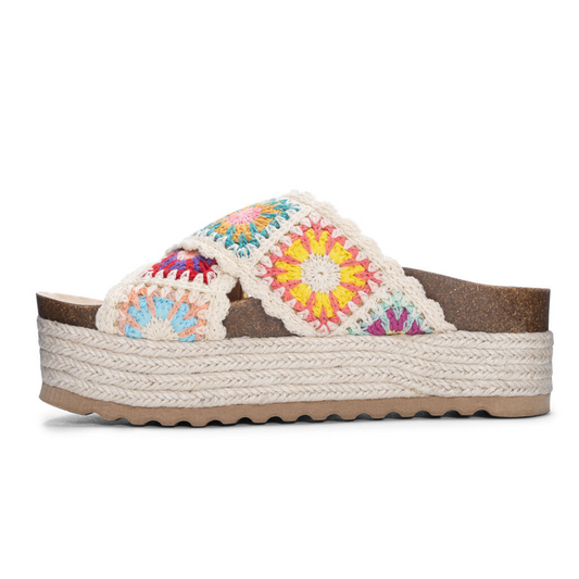 Chinese Laundry Plays Natural Crochet Knit Espadrille Platform Sandal