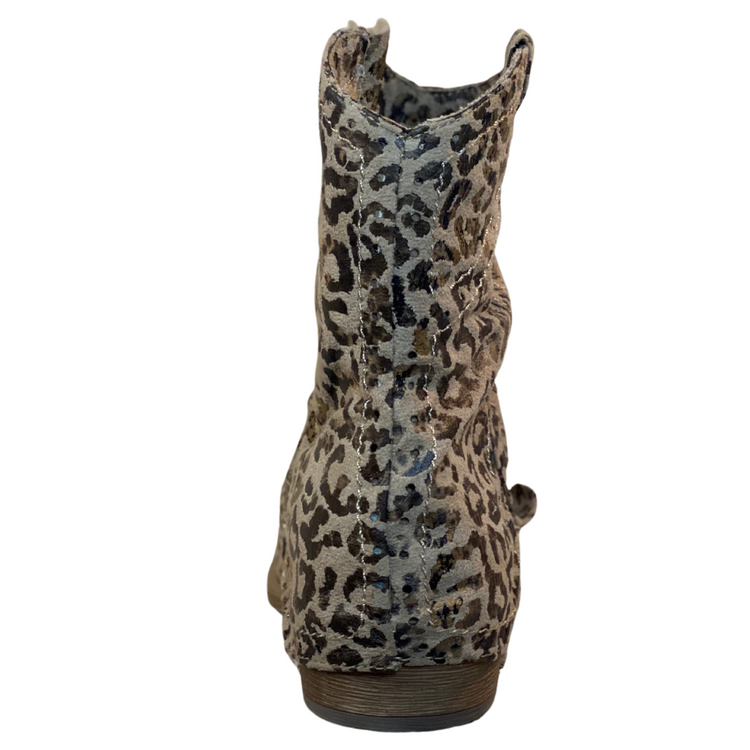 Folded Taupe Leopard Heeled Bootie Boot