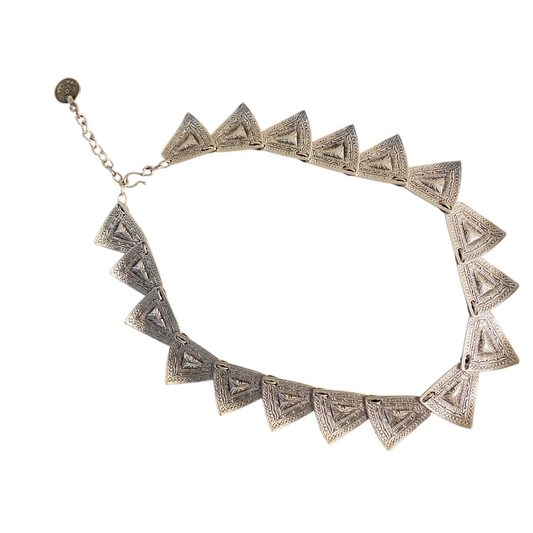 German Silver Detailed Multi Triangle Necklace from Turkey