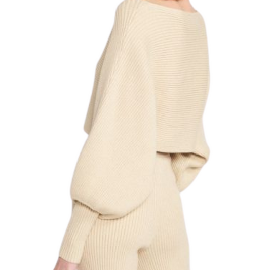 Beige Dolman Sleeve Cropped Sweater