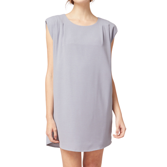 Round Neck Dress with Shoulder Pads