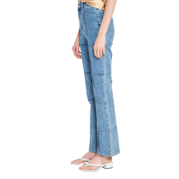 Stretch Denim High Rise Patchwork Jeans