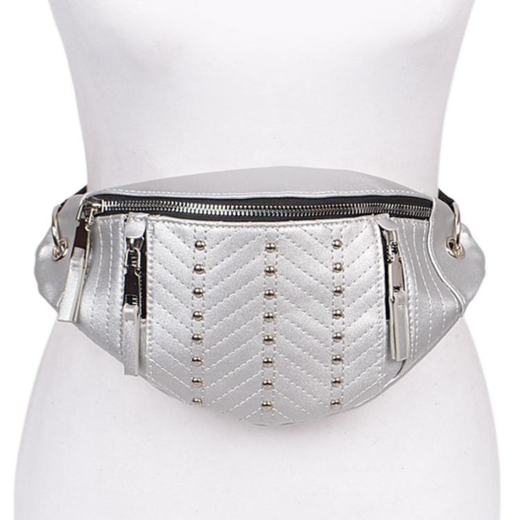 Gold or Silver Fanny Pack with Silver Studs