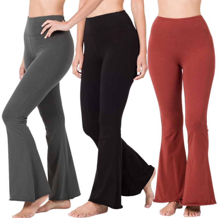 Cotton Fold Over Flare Yoga Pants – Karmic JuJu