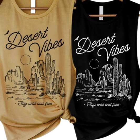 Desert Vibes Wild and Free Low-Cut Armhole Muscle Tank Top