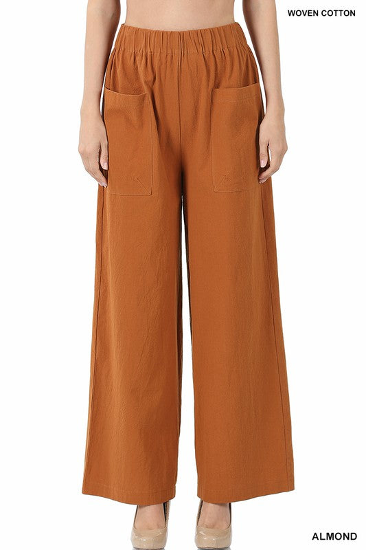 Wide Leg Cotton Palazzo Pants