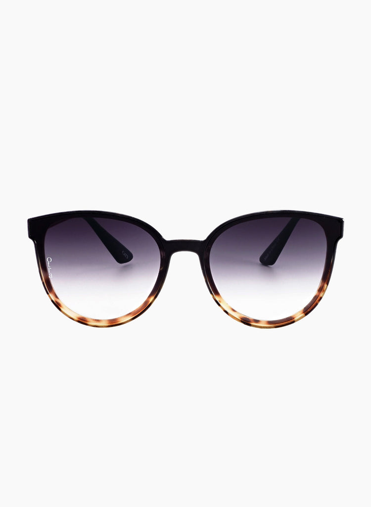 Otra Dali Thin Rounded Black to Tortoiseshell Sunglasses with Gradient Smoke Lens